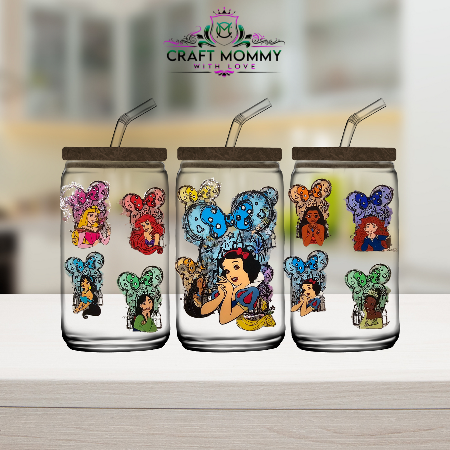 Snow white  Mouse - UV DTF Wrap 16 oz