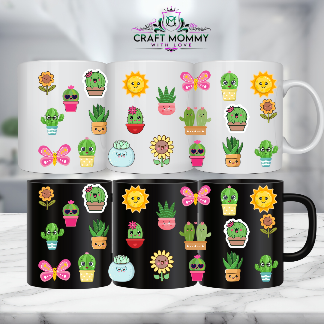 11 0z. Mug UV DTF Wrap- Kawaii Plants