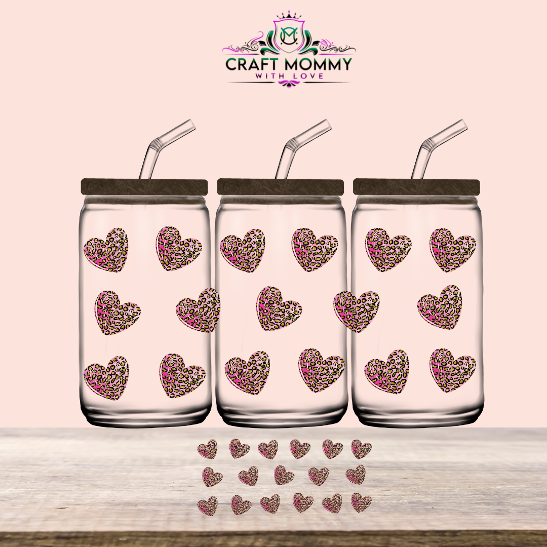 Leopard heart - UV DTF Wrap 16 oz