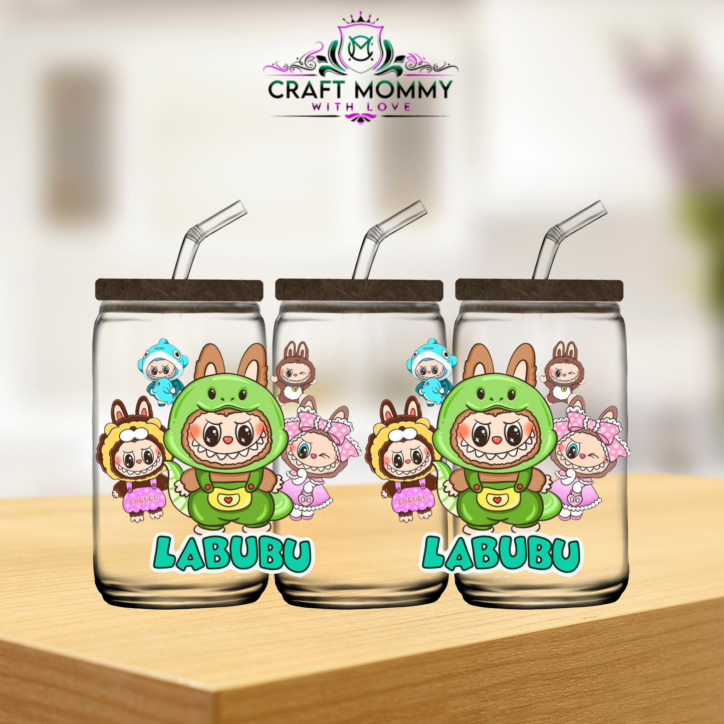 Labubu green- UV DTF WRAP 16oz