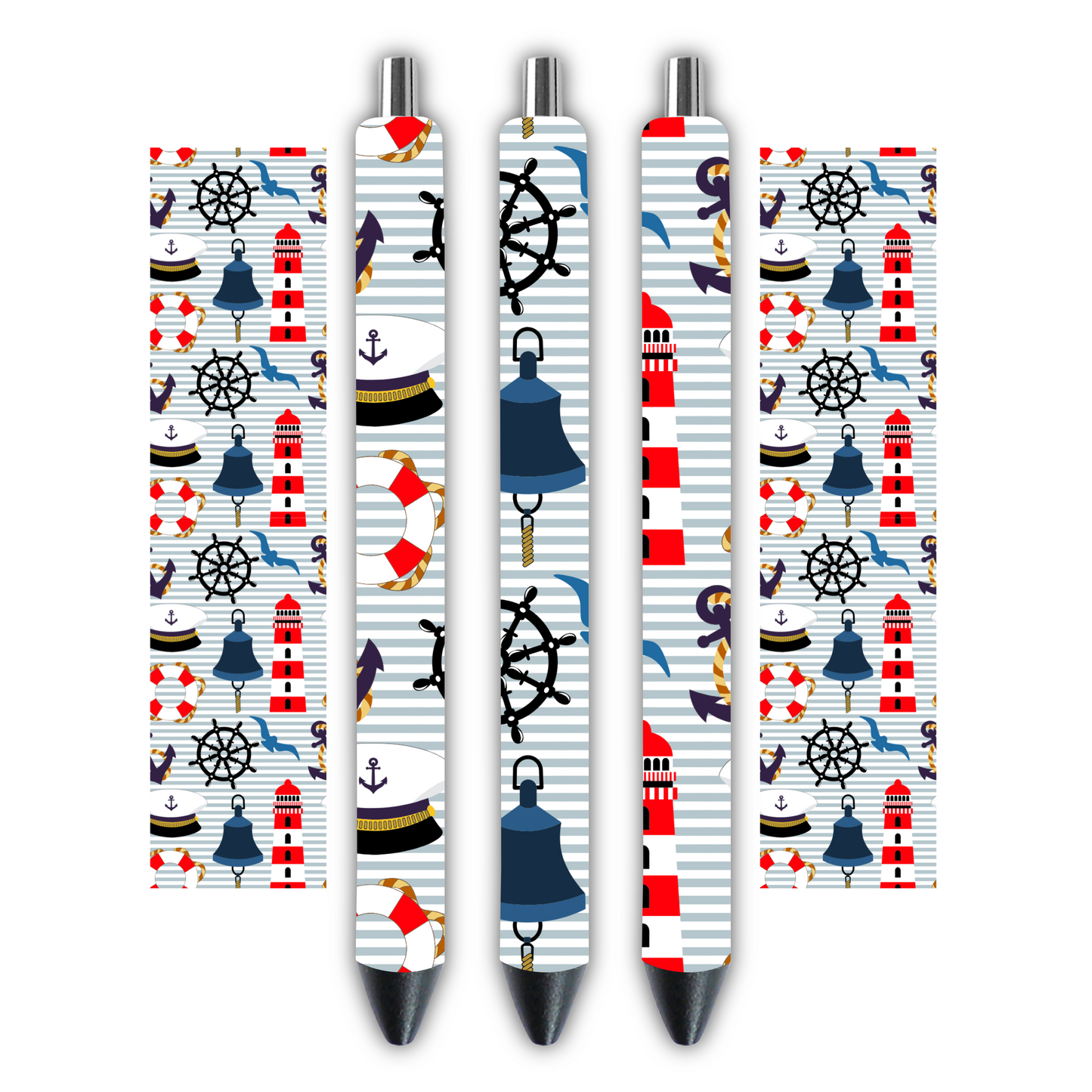 Nautical theme 002- Pen wrap 1.3 x 4.3 inches