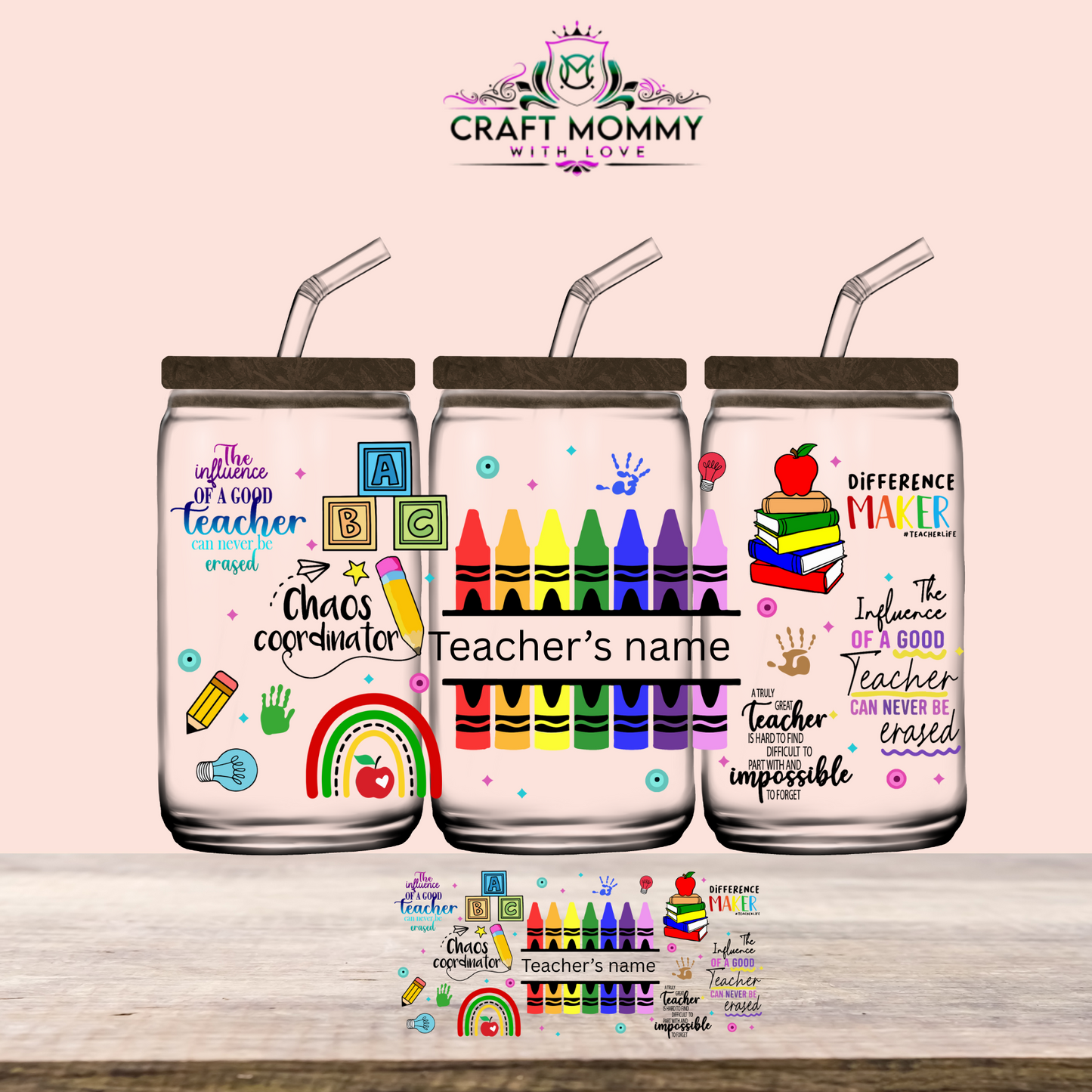 Teacher's name - UV DTF Wrap 16 oz