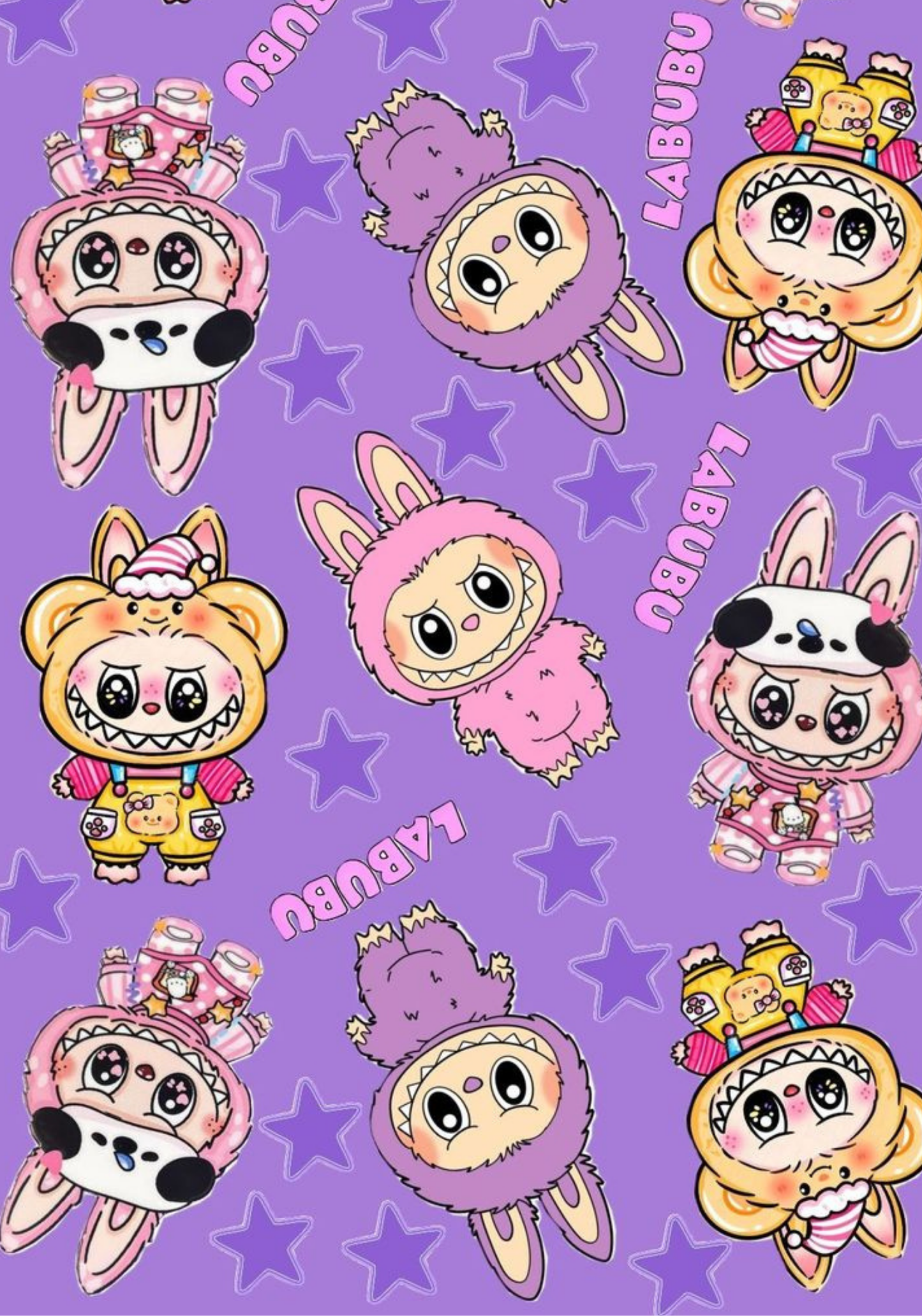 Puple Labubu- Composition book vinyl sticker (front and back)