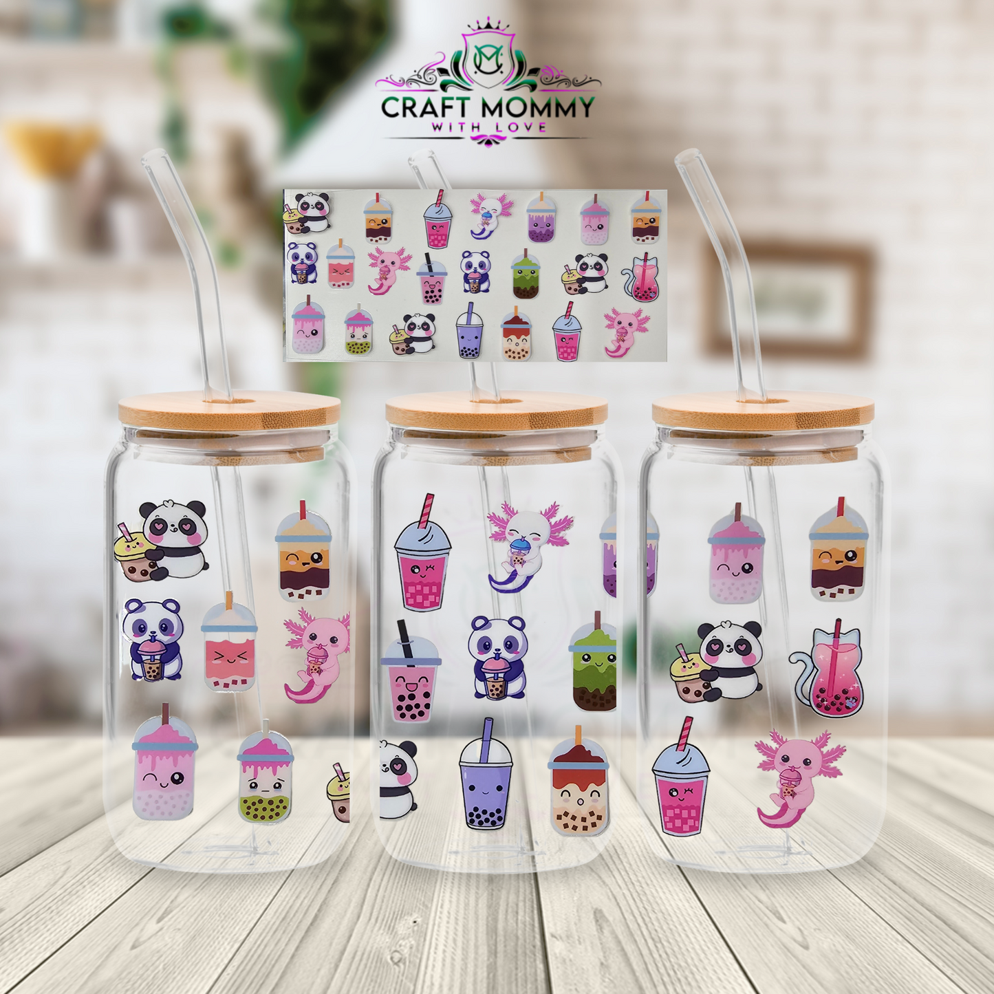 Kawaii Bubble tea - UV DTF Wrap 16 oz