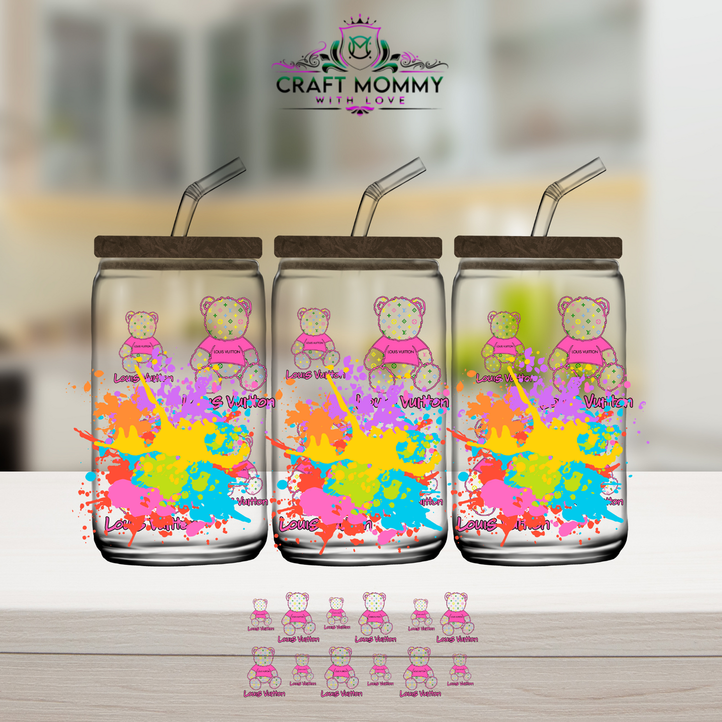 Designer LV Bear - UV DTF Wrap 16 oz