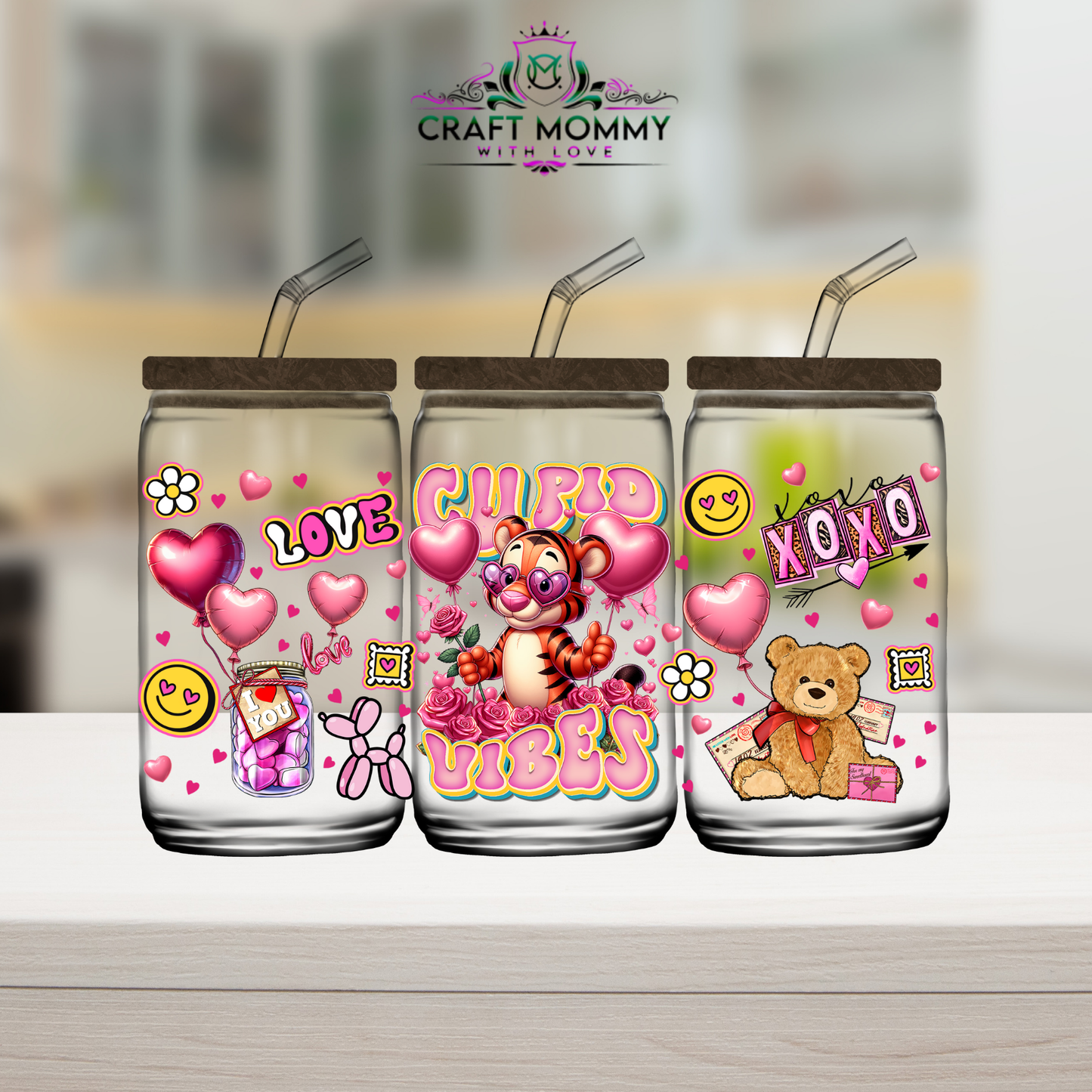 Tiger Cupid vibes Valentines UV DTF Wrap 160z