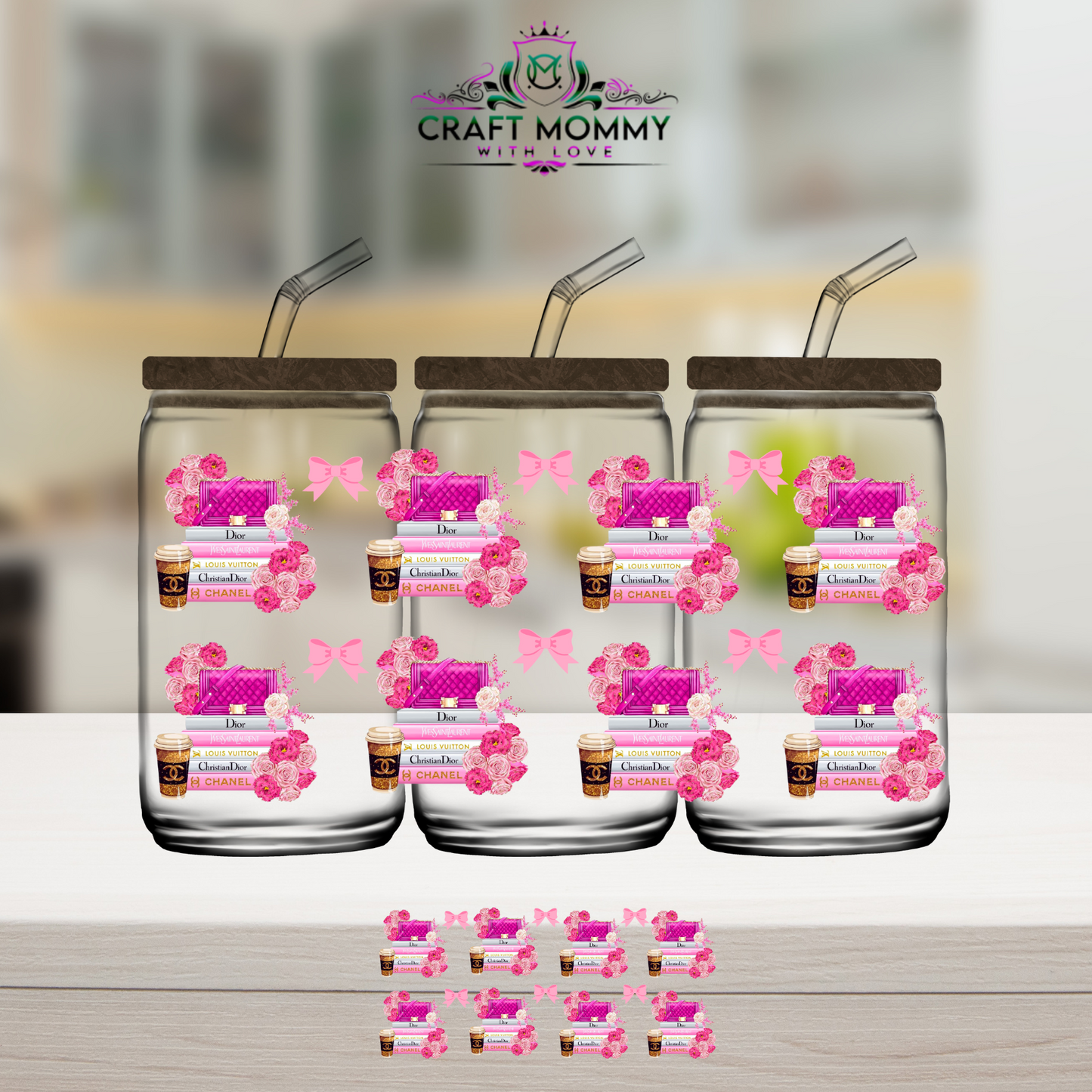 Designer Books and Coffee - UV DTF Wrap 16 oz