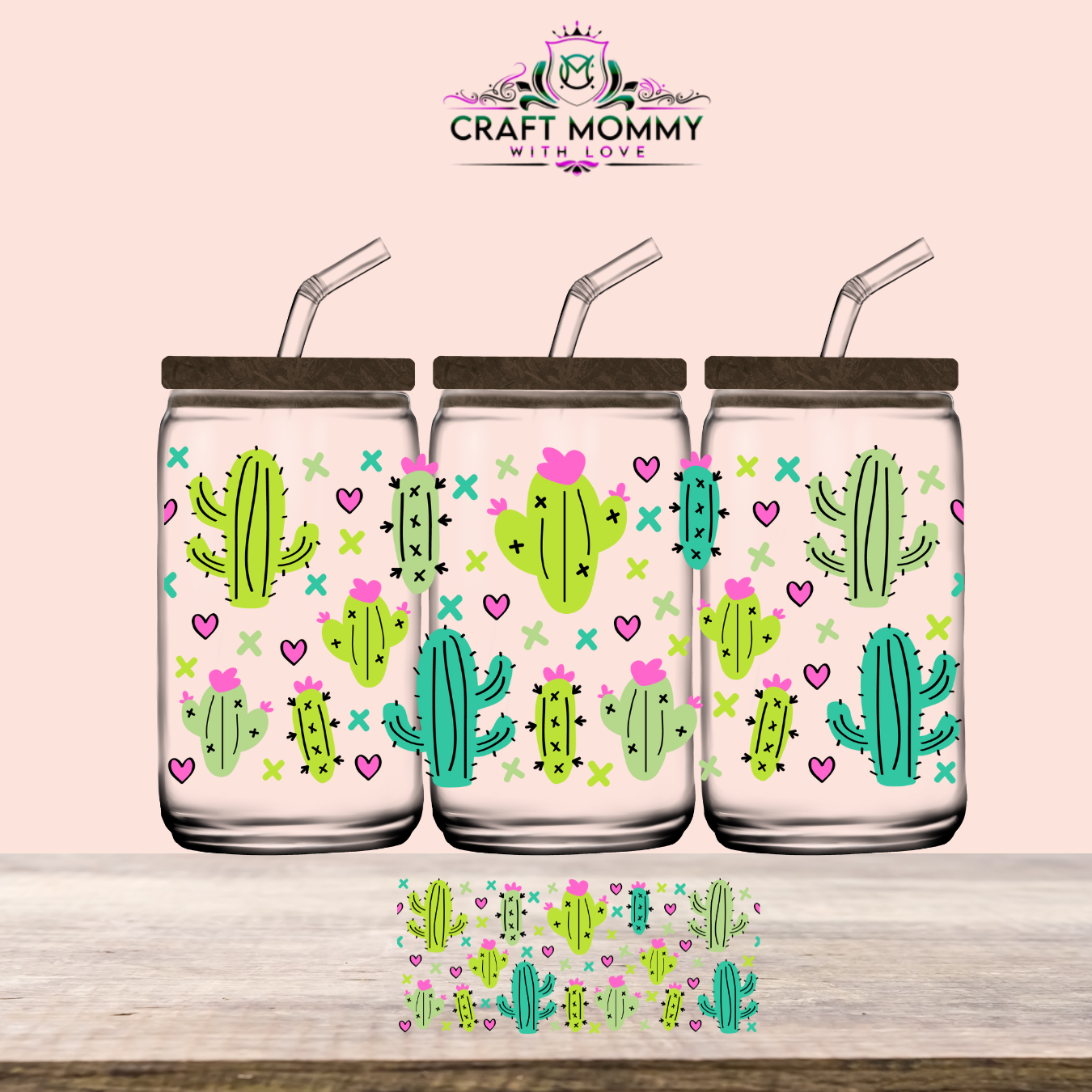 Cactus plants UV DTF Wrap 16 oz