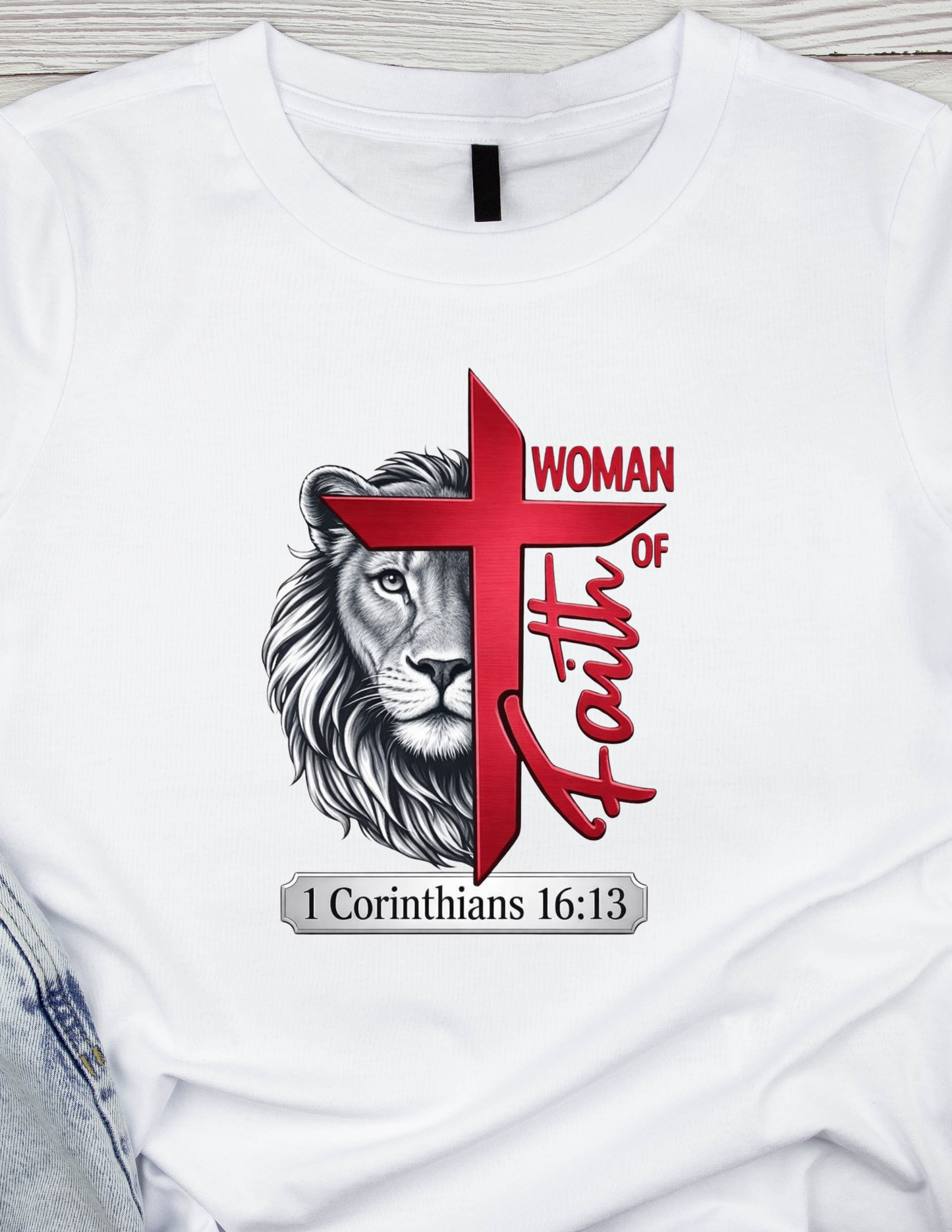 Woman of Faith red cross - DTF TRANSFER Prints 8 x 6 inches