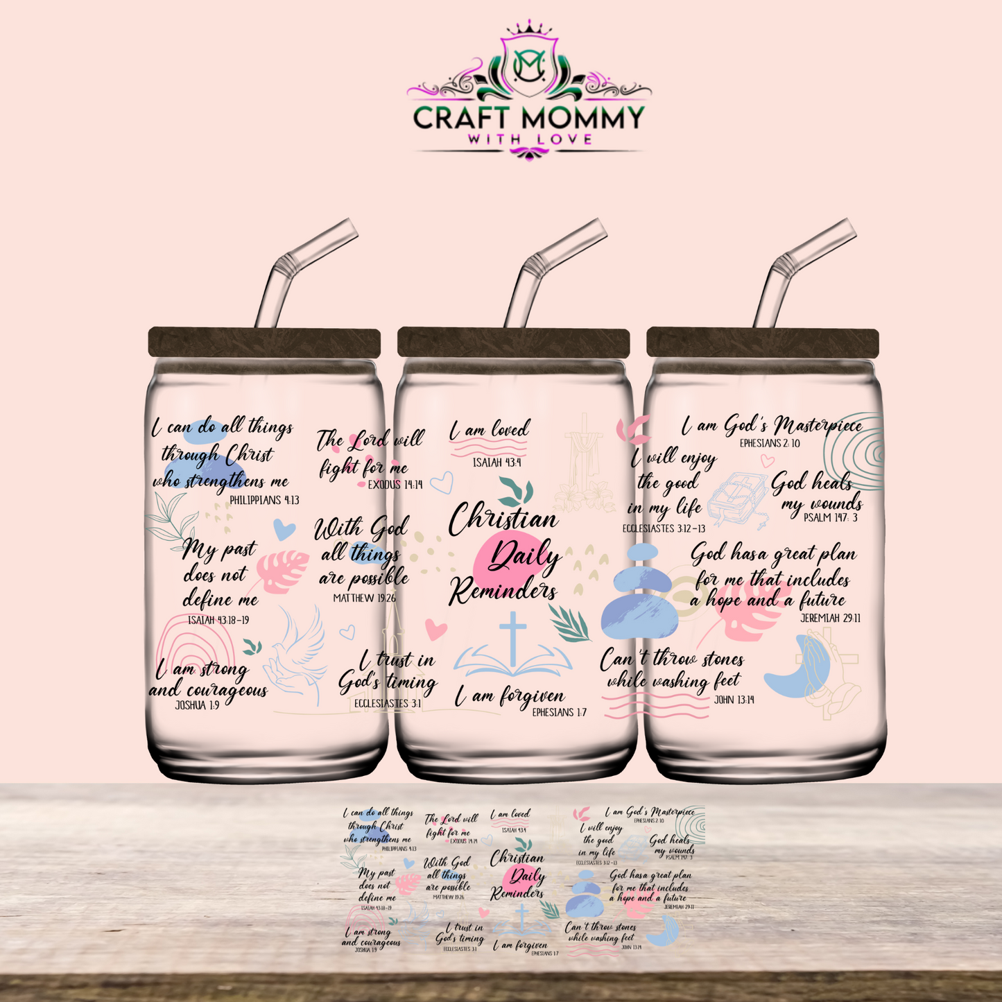 Christian Daily Reminders -UV DTF Wrap 16 oz