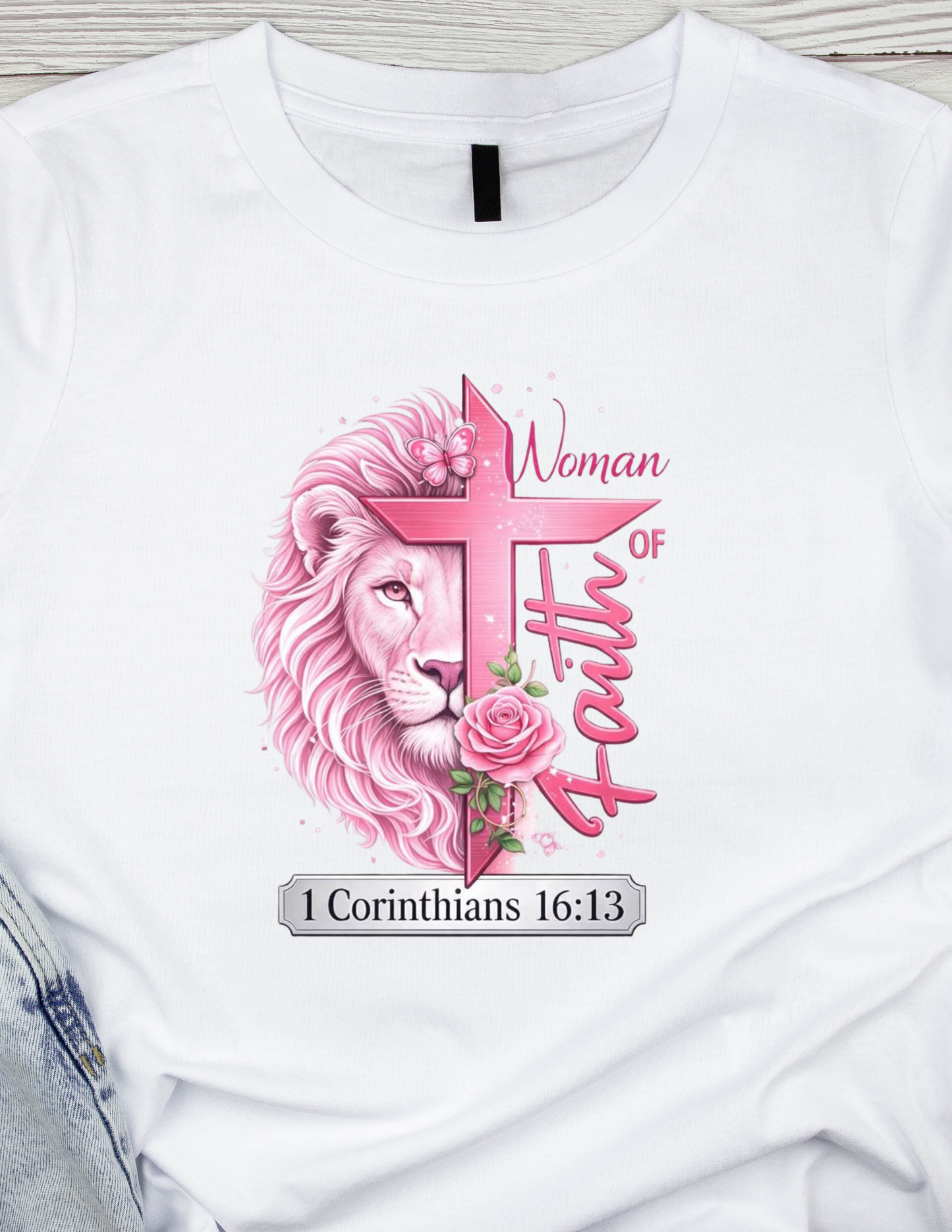 Woman of Faith pink cross - DTF TRANSFER Prints 8 x 6 inches