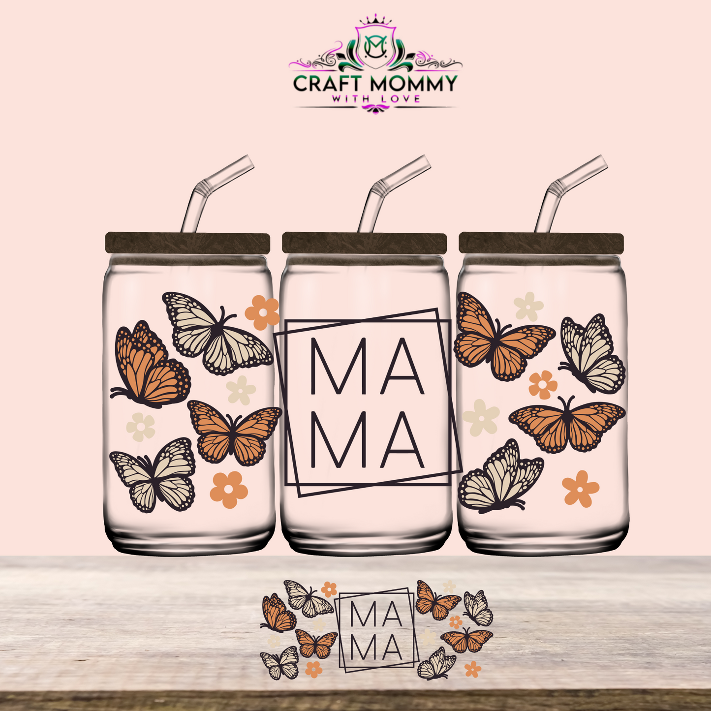 MAMA butterfly- UV DTF Wrap 16 oz