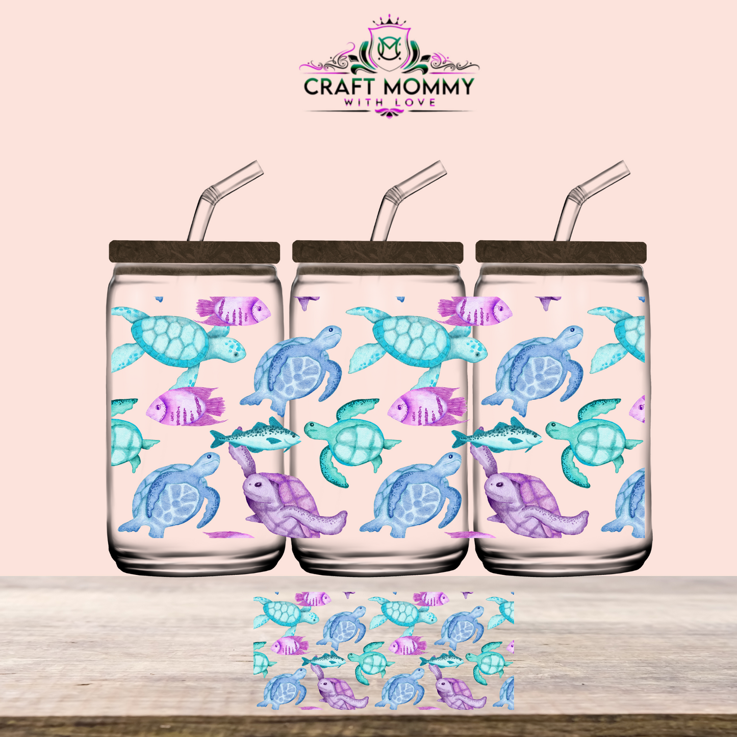 Sea turtle - UV DTF WRAP 16oz