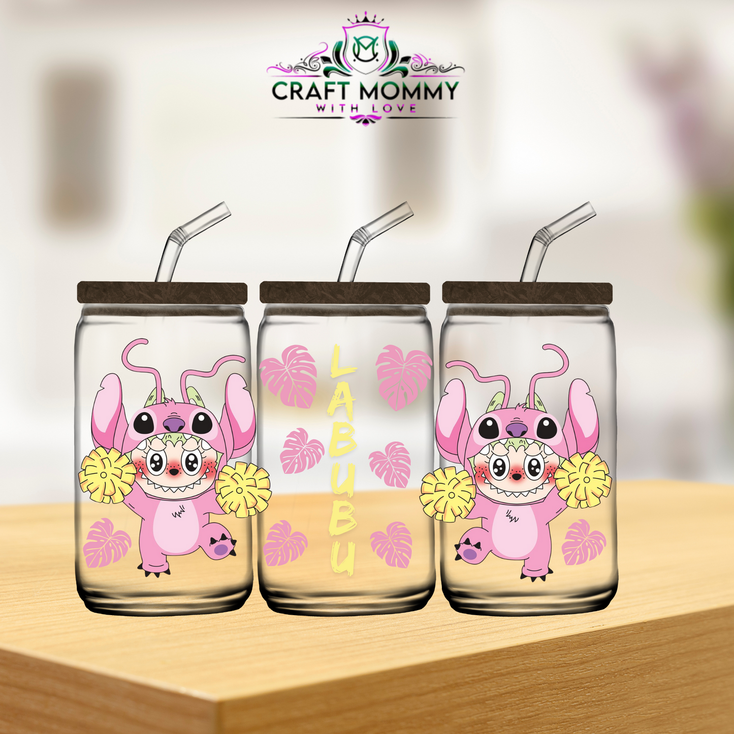 Labubu Pink Alien- UV DTF WRAP 16oz