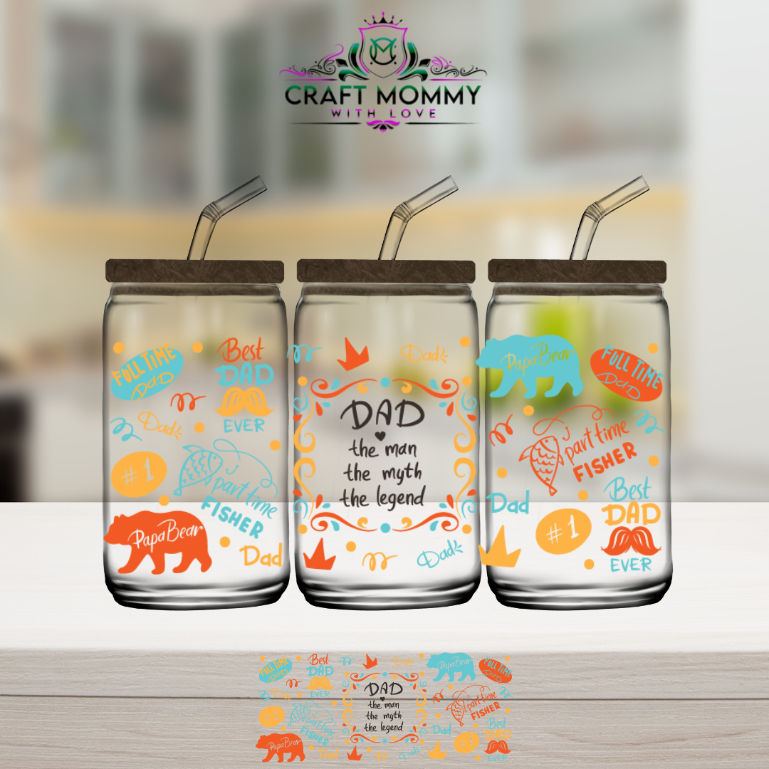 Fathers Day UV DTF wrap 16oz- Dad the man, the myth,the legend