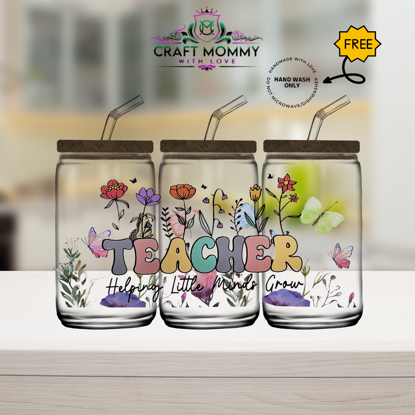 Teacher helping little minds grow- UV DTF Wrap 16 oz