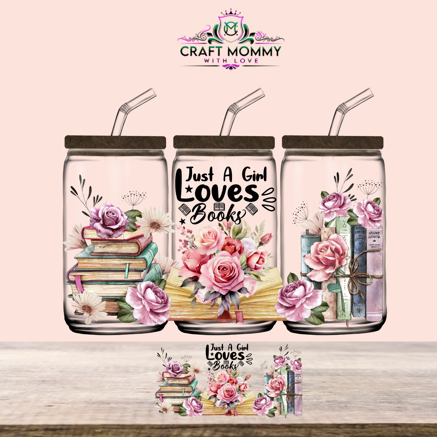 Just a girl loves books- UV DTF Wrap 16 oz