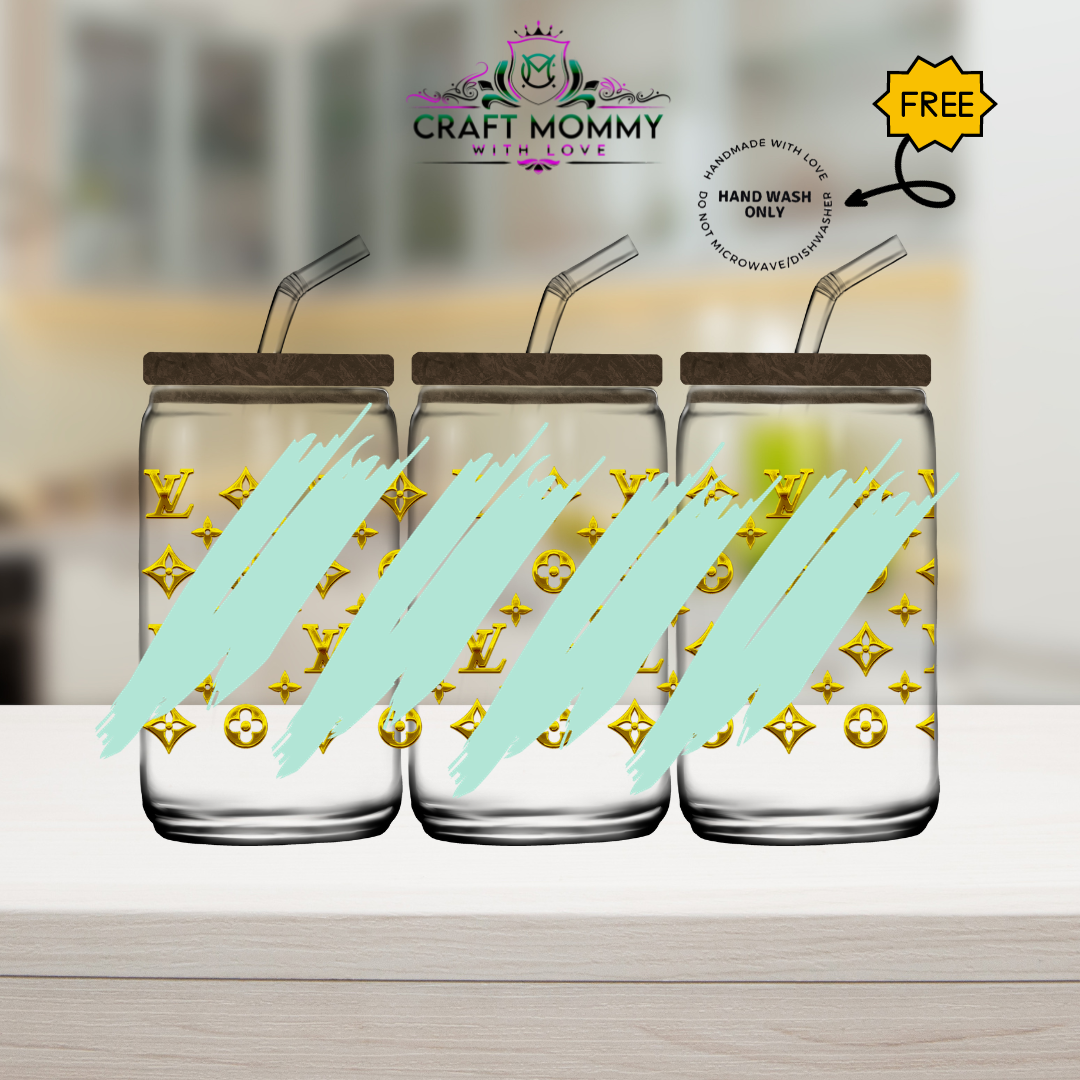 Gold LV design logo - UV DTF WRAP