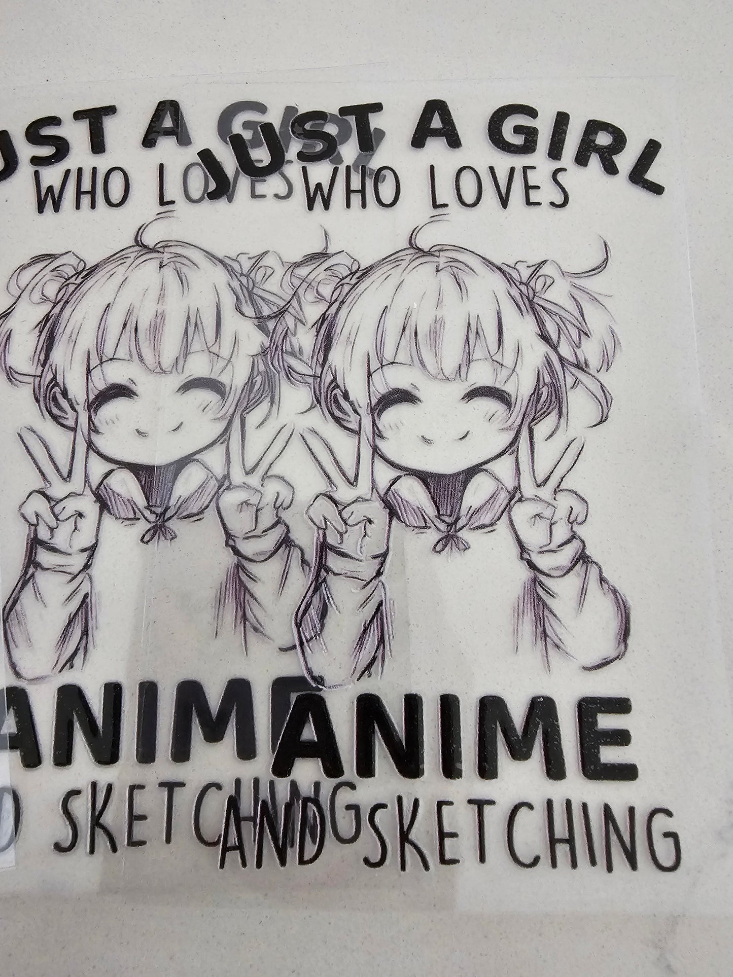 Just a girl who loves anime and sketching (b&w)- UV DTF Decal