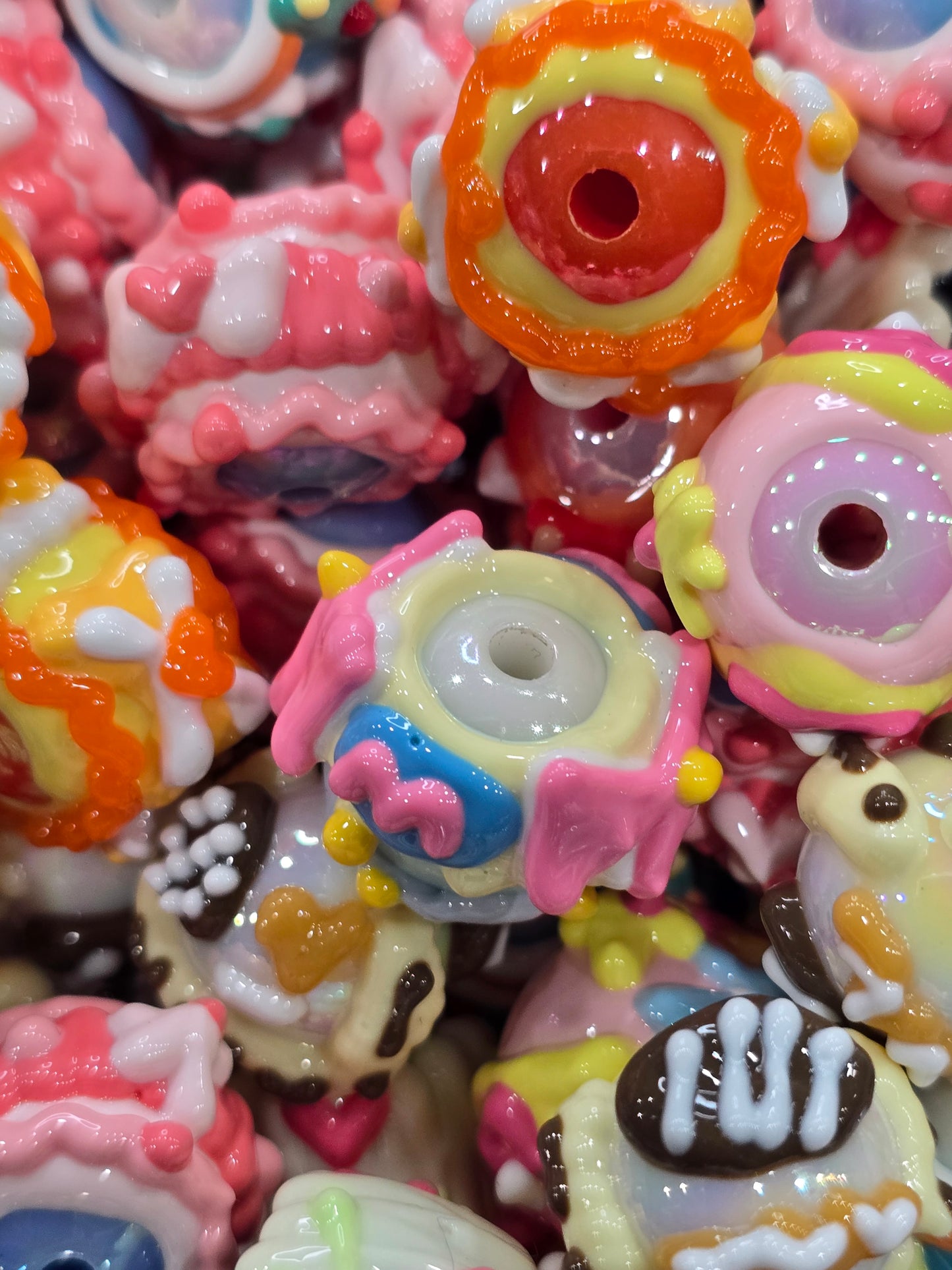 Mix color Hand Painted beads 16mm