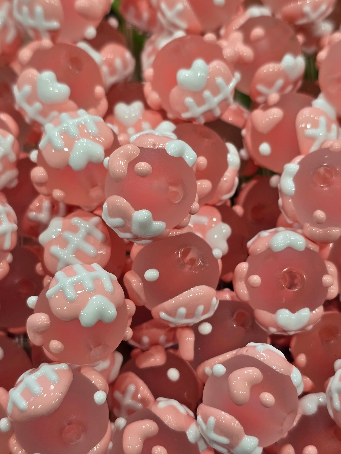 Pink Beautiful Hand Painted beads 16mm