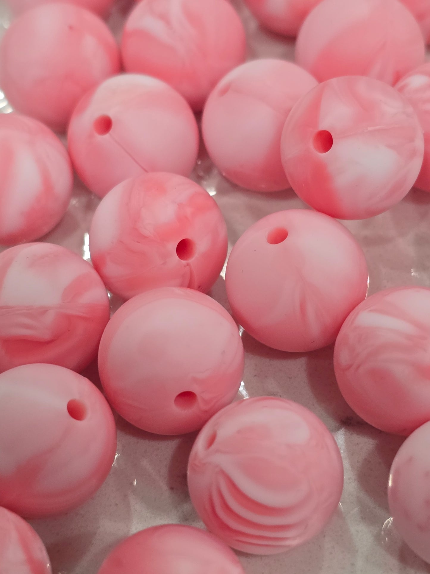 15mm Silicon swirl pink white