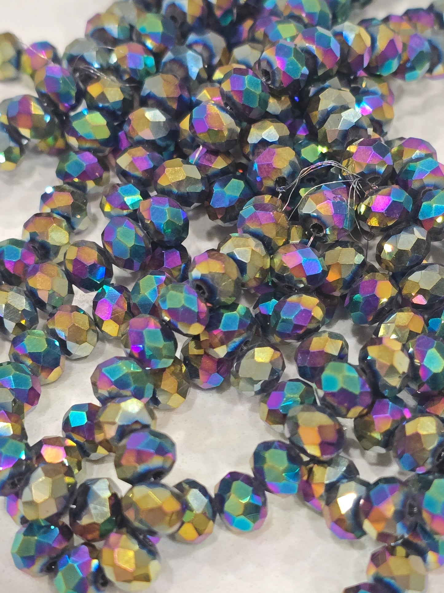 Glass rondelle beads 8mm- metallic black