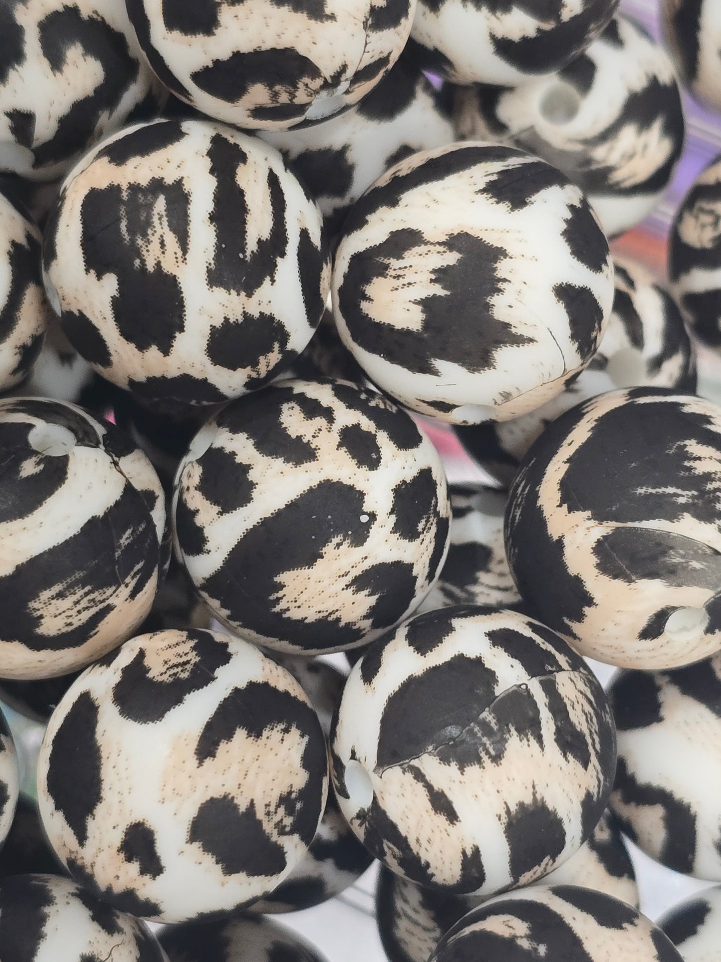 15mm silicon beads- Brown leopard