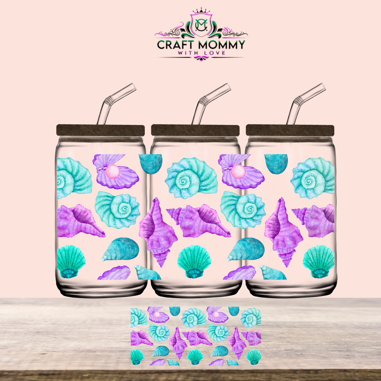 Sea shells - UV DTF WRAP 16oz