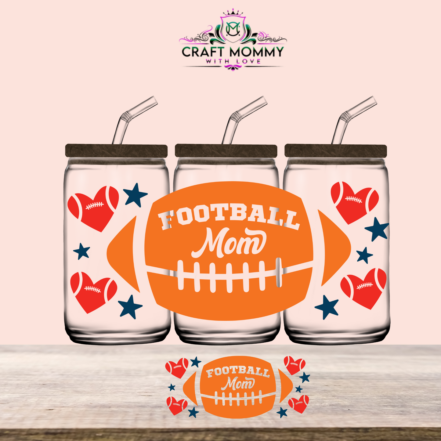 Football Mom- UV DTF Wrap 16 oz