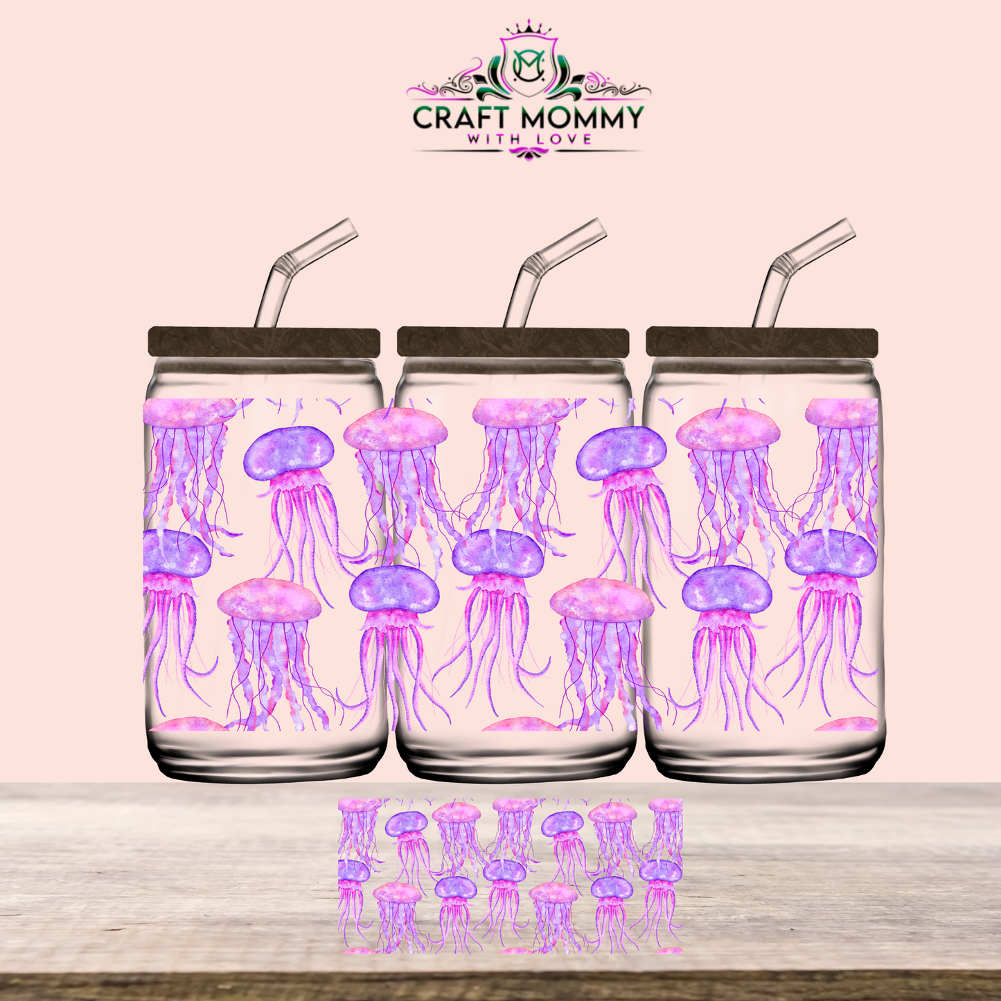 Purple Jelly fish - UV DTF WRAP 16oz