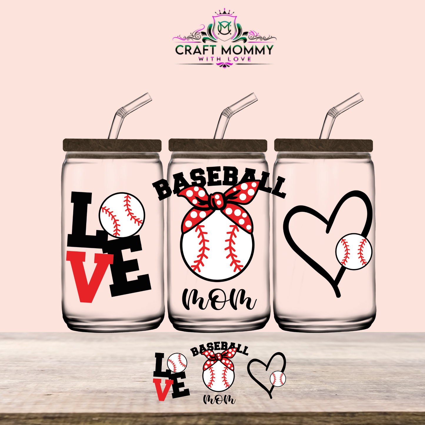Baseball MOM love - UV DTF Wrap 16 oz