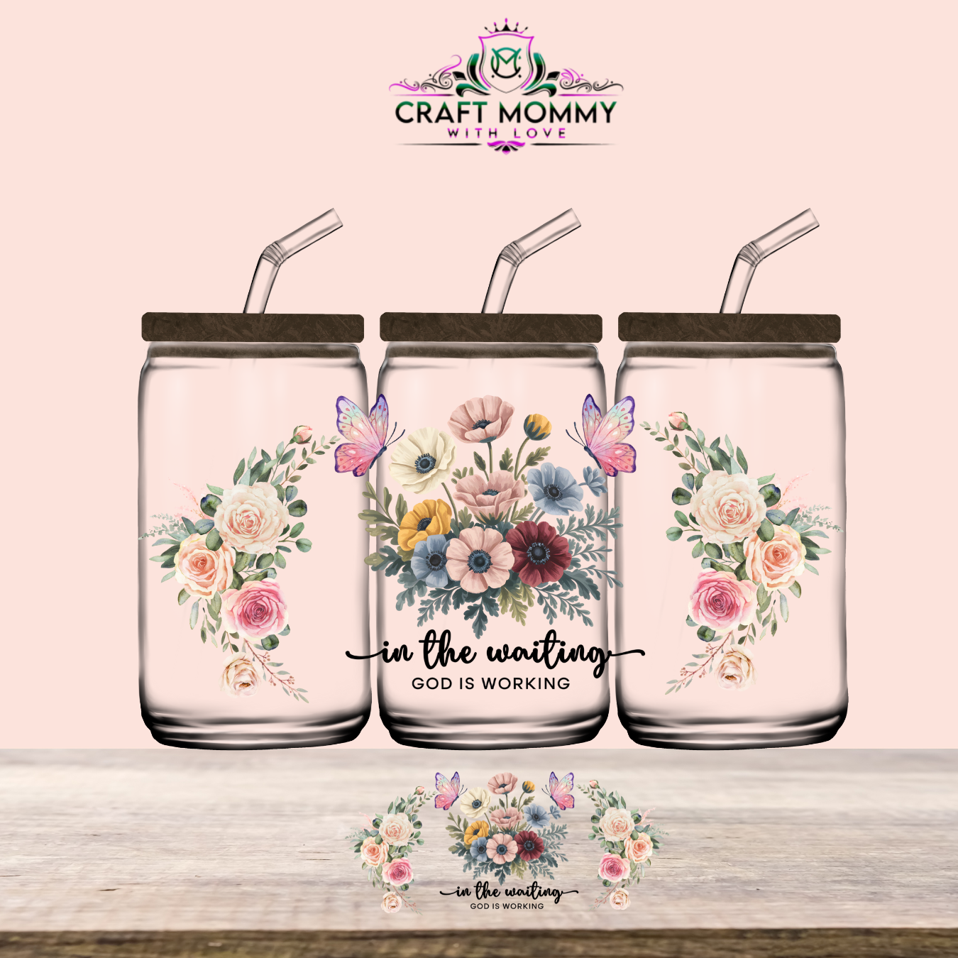 In the waiting, God is working -UV DTF Wrap 16 oz