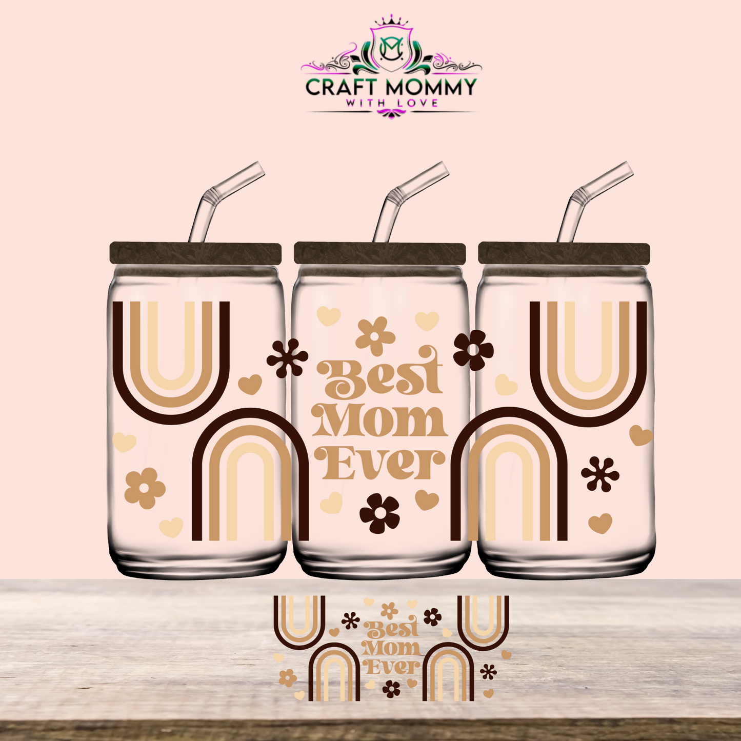 Best Mom Ever Brown Rainbow - UV DTF Wrap 16 oz