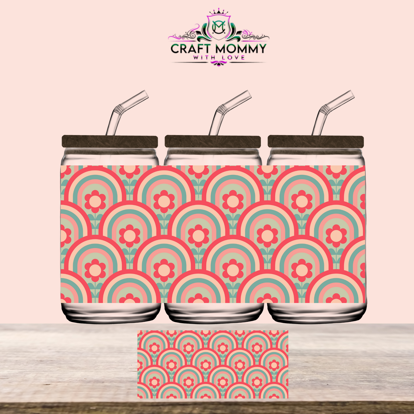 Rainbow flowers- UV DTF Wrap 16oz