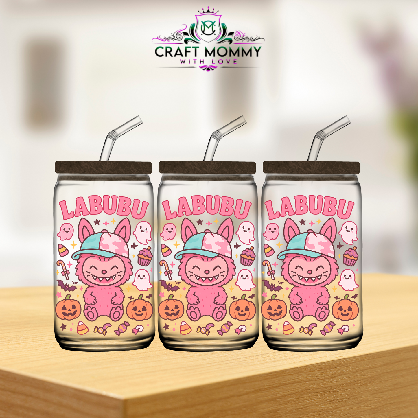 Labubu Pink Halloween Decals- UV DTF