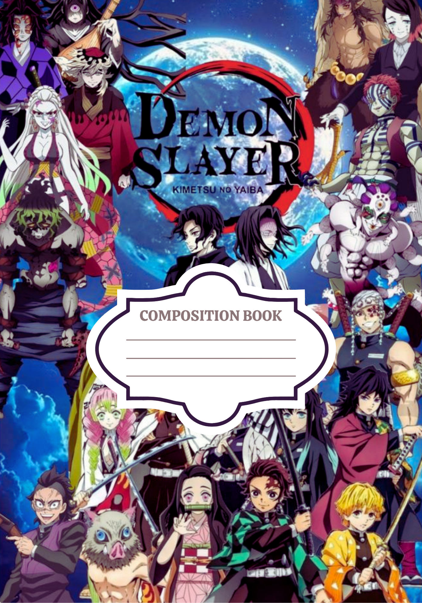Demon Slayer- Composition book vinyl sticker (front and back)