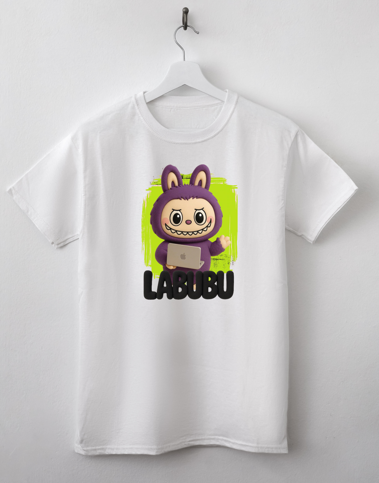 LaBubu with laptop - DTF TRANSFER Prints