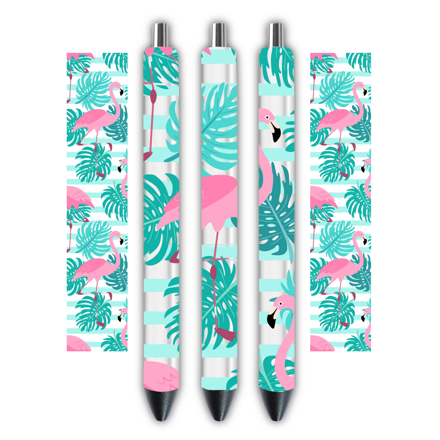 Teal Flamingo Summer - Pen wrap 1.3 x 4.3 inches