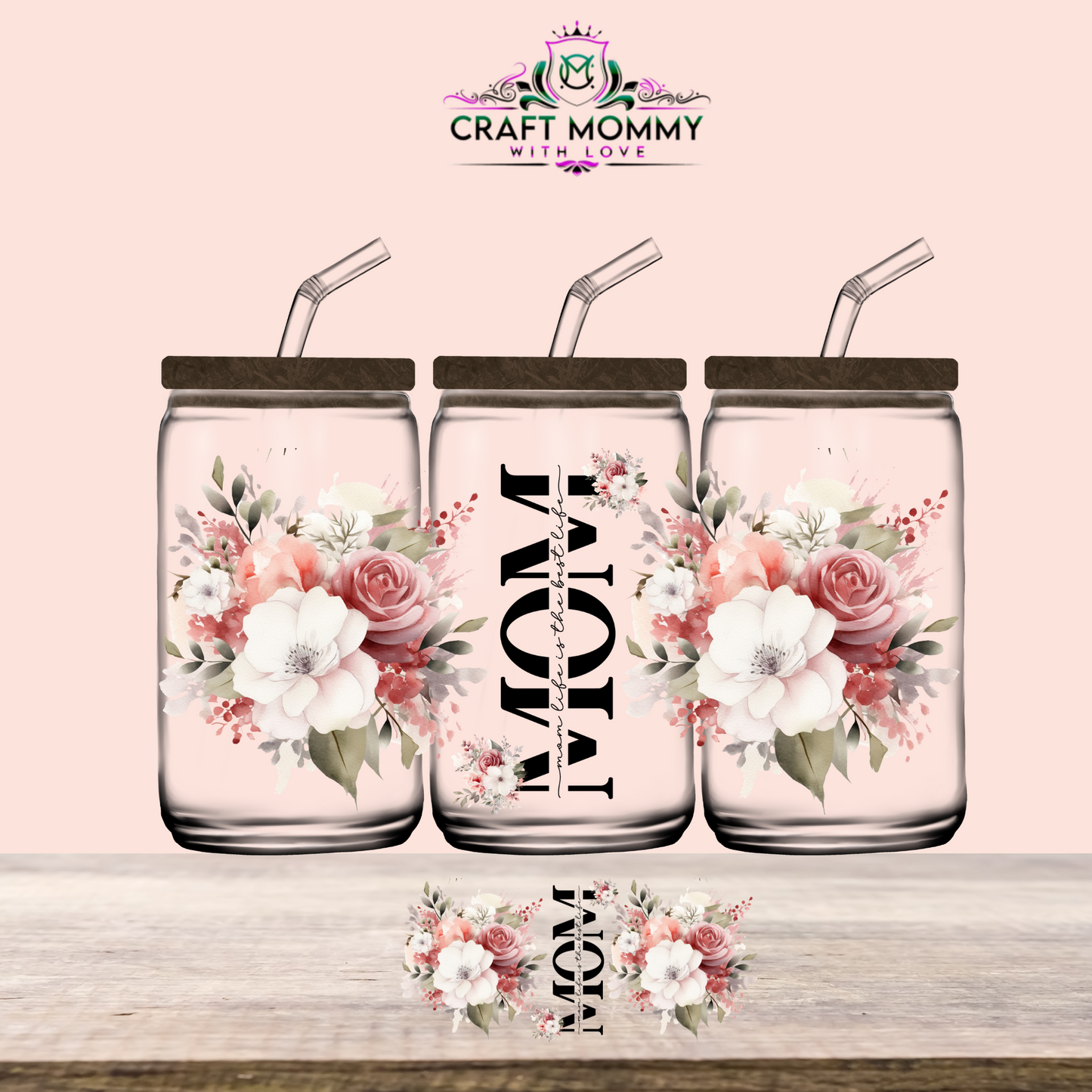 MOM floral design 001- UV DTF Wrap 16 oz