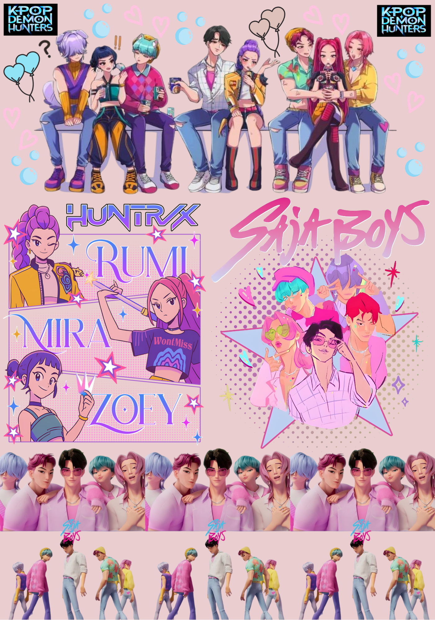 Huntrix and Saja boys- Composition book vinyl sticker (front and back)