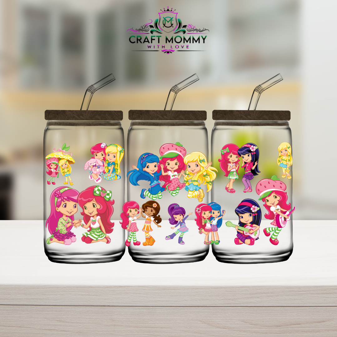New Strawberry Shortcake girl 003- UV DTF Wrap 16 oz