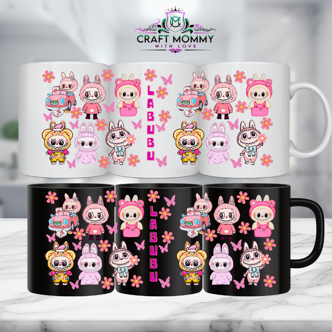 11 oz. Mug UV DTF Wrap- LaBuBu Pink