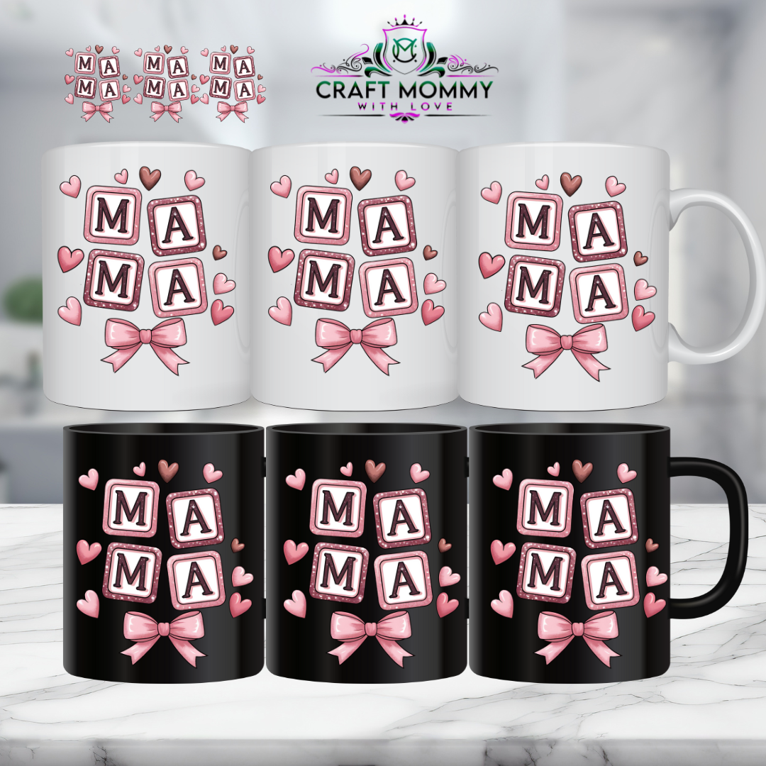 11 oz. Mug UV DTF Wrap- Mama bow