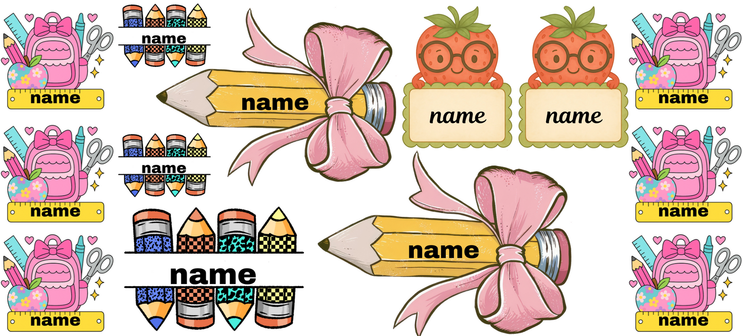Girly Name Stickers UV DTF (custom 1 name per sheet)