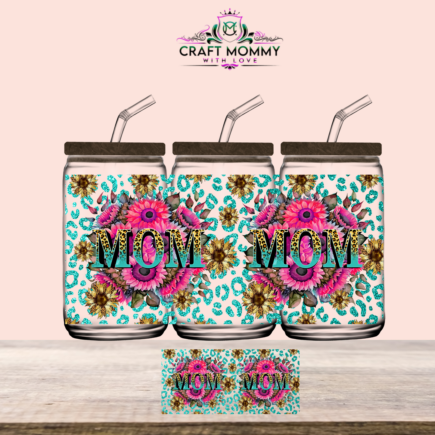 MOM floral design 002- UV DTF Wrap 16 oz