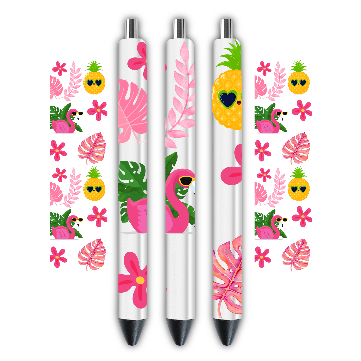 Flamingo Pineapple and Monstera - Pen wrap 1.3 x 4.3 inches