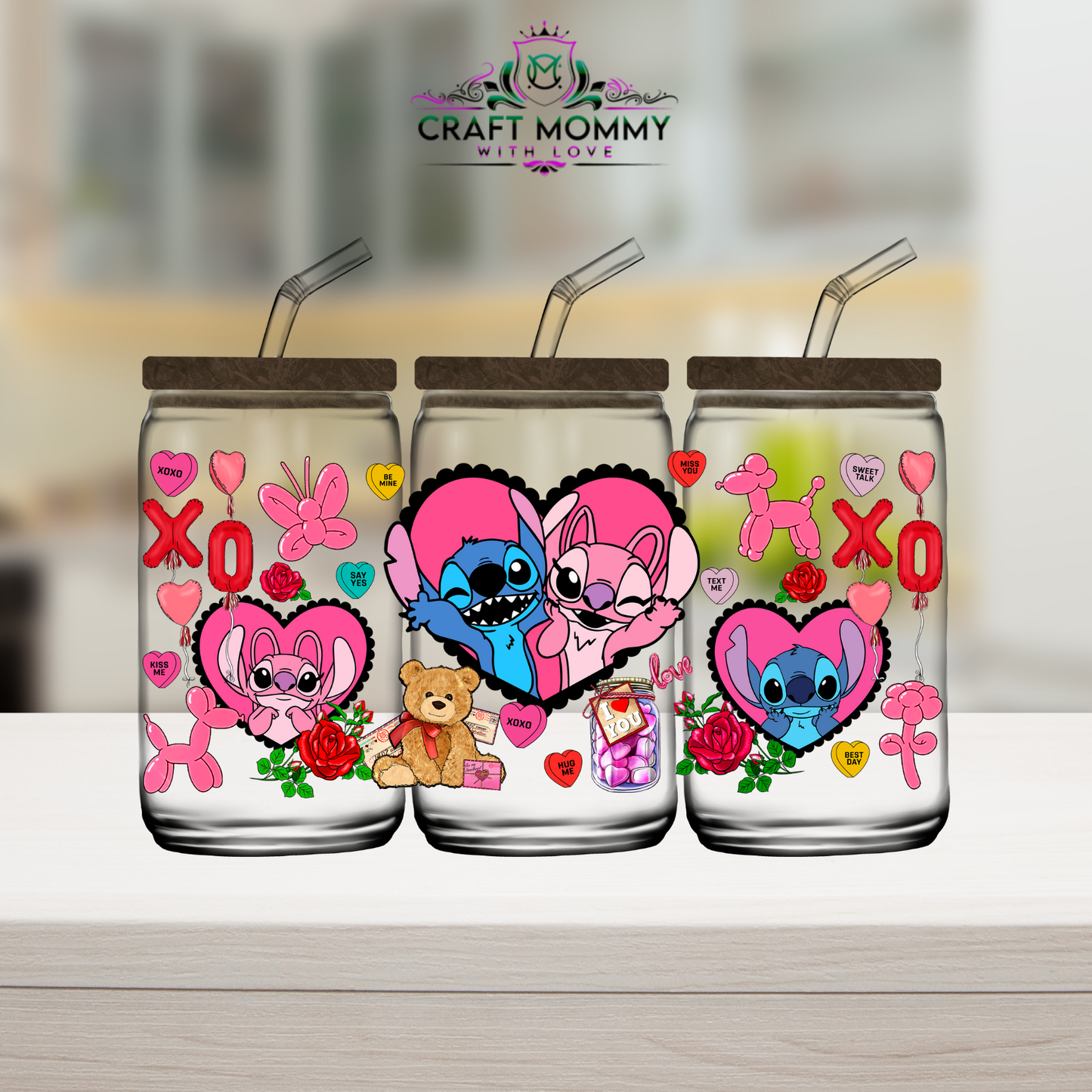 Blue Alien Valentine Series batch 4 / 001-004 UV DTF WRAP 16OZ