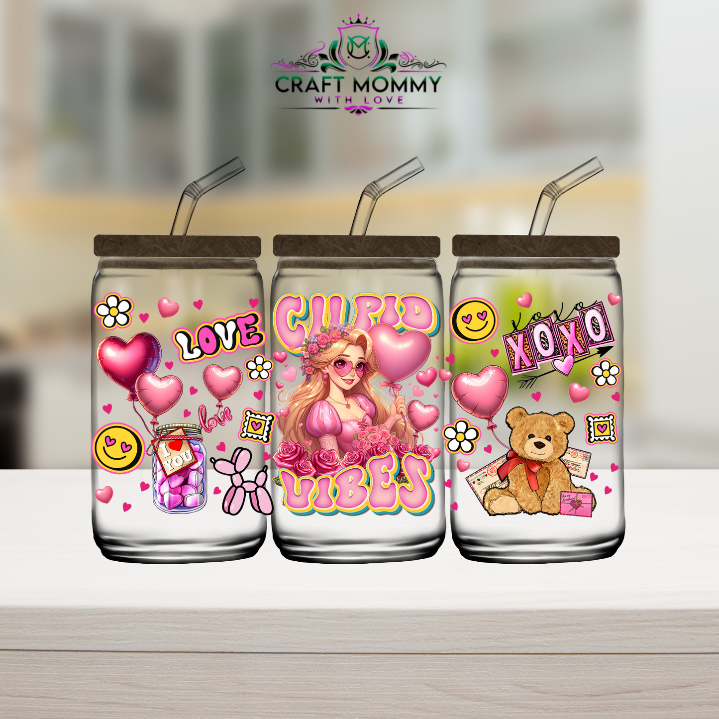 Rapunzel Cupid vibes Valentines UV DTF Wrap 160z