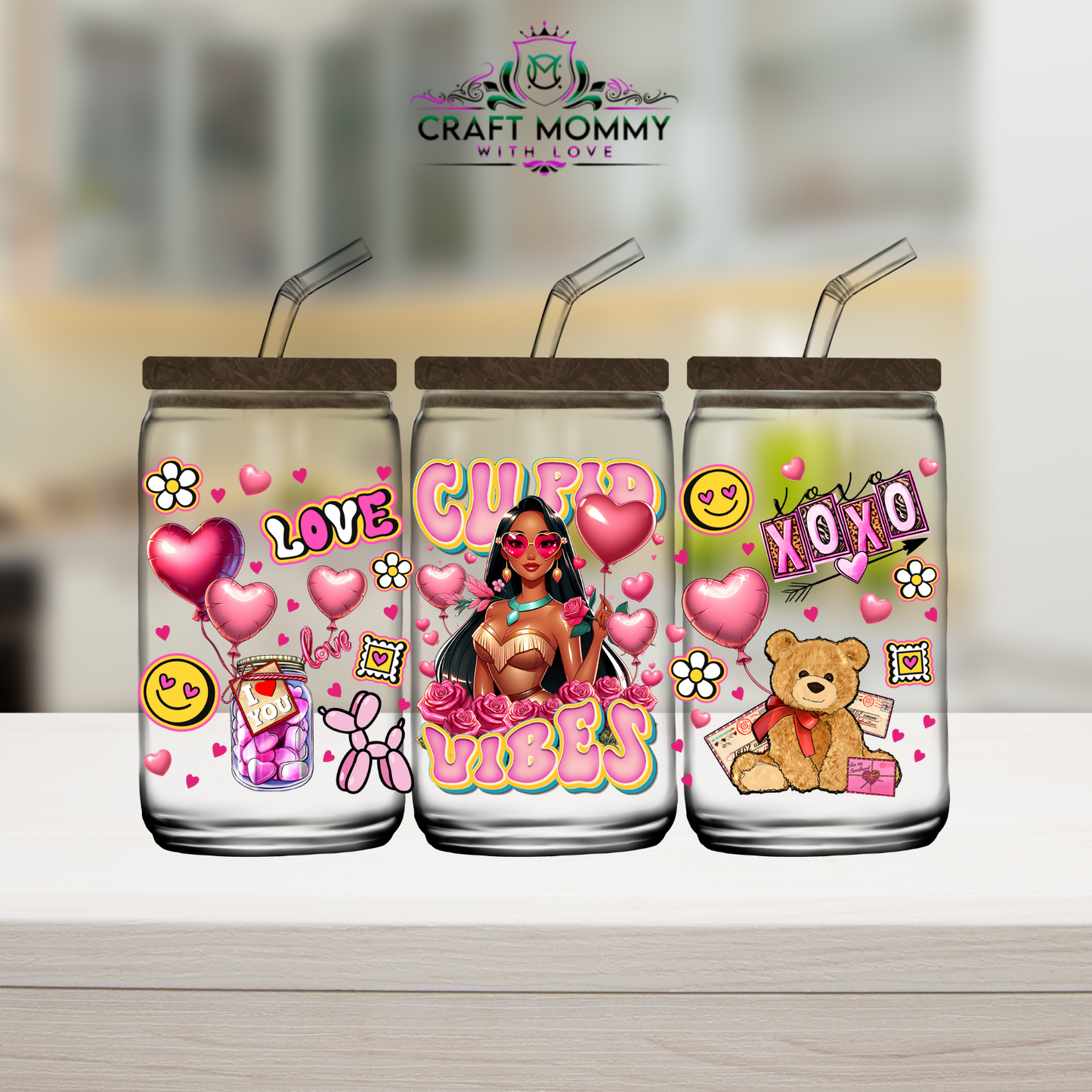 Pocha princess Cupid vibes Valentines UV DTF Wrap 160z